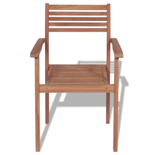 Stackable Garden Chairs 4pcs Solid Teak Wood - Image 4