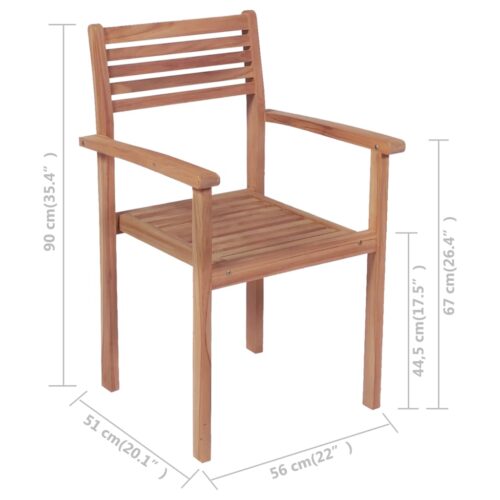 Stackable Garden Chairs 4pcs Solid Teak Wood - Image 7