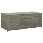 Garden Storage Box Poly Rattan 180x90x70cm Grey
