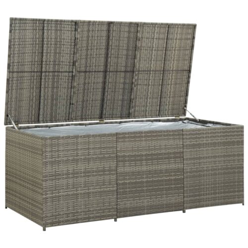 Garden Storage Box Poly Rattan 180x90x70cm Grey - Image 2