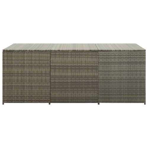 Garden Storage Box Poly Rattan 180x90x70cm Grey - Image 3