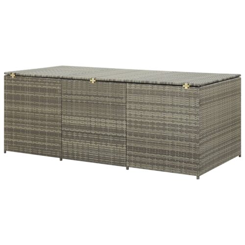 Garden Storage Box Poly Rattan 180x90x70cm Grey - Image 5