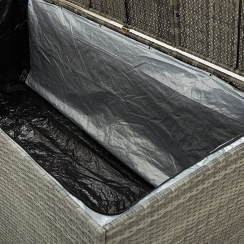 Garden Storage Box Poly Rattan 180x90x70cm Grey - Image 7