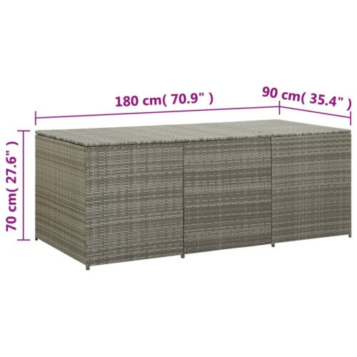 Garden Storage Box Poly Rattan 180x90x70cm Grey - Image 8