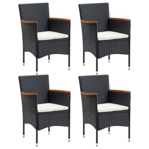 Garden Dining Chairs 4pcs Poly Rattan Black - Image 9
