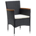 Garden Dining Chairs 4pcs Poly Rattan Black