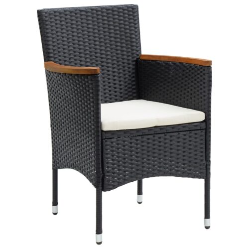 Garden Dining Chairs 4pcs Poly Rattan Black