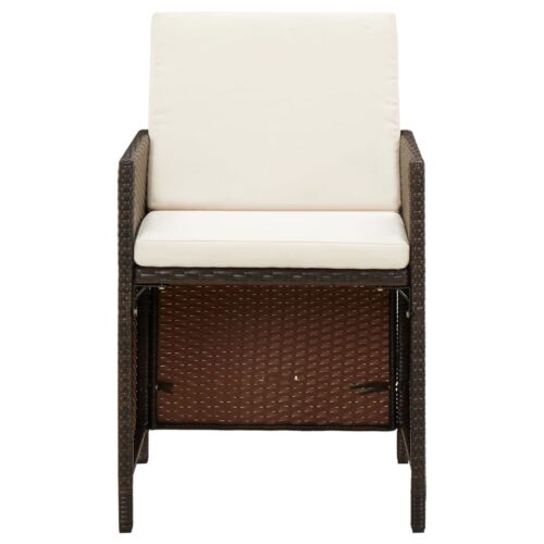 Garden Chairs with Cuhsions 4pcs Poly Rattan Brown - Image 3