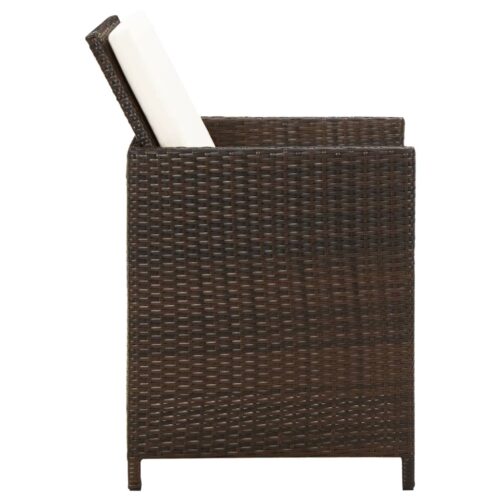 Garden Chairs with Cuhsions 4pcs Poly Rattan Brown - Image 4