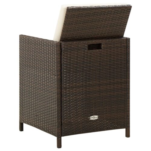 Garden Chairs with Cuhsions 4pcs Poly Rattan Brown - Image 5