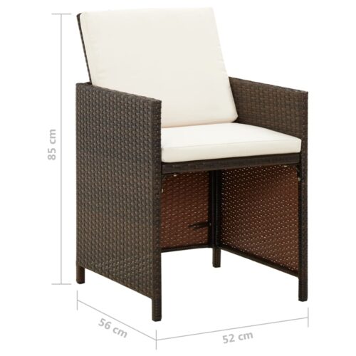 Garden Chairs with Cuhsions 4pcs Poly Rattan Brown - Image 8