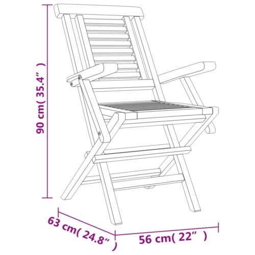 Folding Garden Chairs 4pcs 56x63x90cm Solid Wood Teak - Image 5