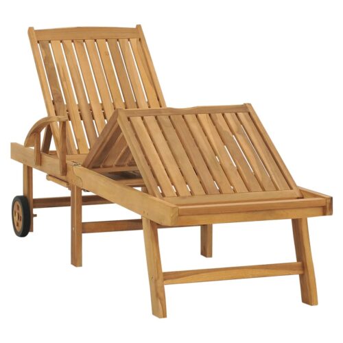Sun Lounger with Table Solid Teak Wood - Image 2