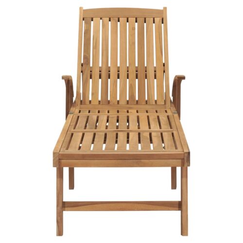 Sun Lounger with Table Solid Teak Wood - Image 4