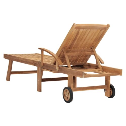 Sun Lounger with Table Solid Teak Wood - Image 5
