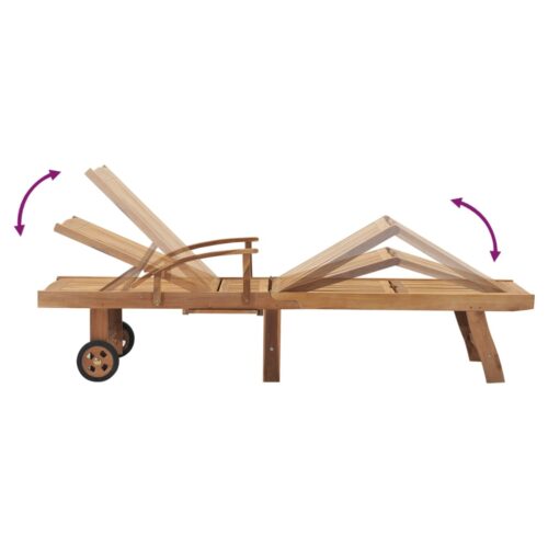 Sun Lounger with Table Solid Teak Wood - Image 6