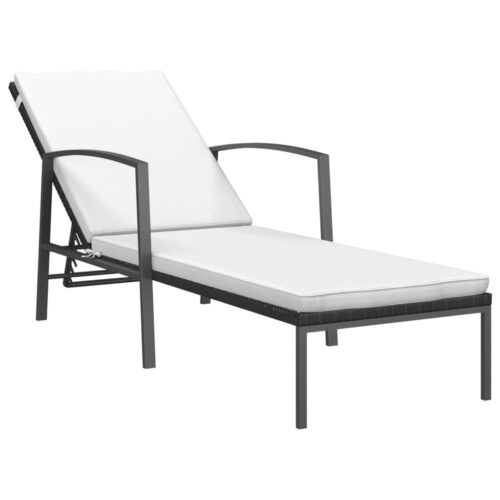 Sun Loungers 2pcs with Table Poly Rattan Black - Image 3