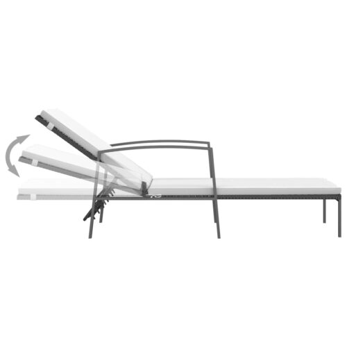 Sun Loungers 2pcs with Table Poly Rattan Black - Image 7