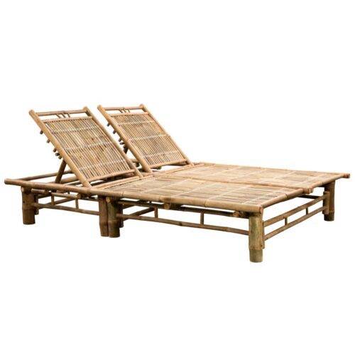 2-Person Sun Lounger with Cushions Bamboo - Image 2