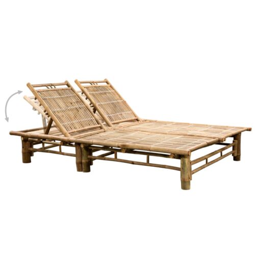 2-Person Sun Lounger with Cushions Bamboo - Image 3
