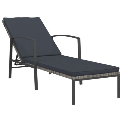 Sun Loungers 2pcs with Table Poly Rattan Grey - Image 3