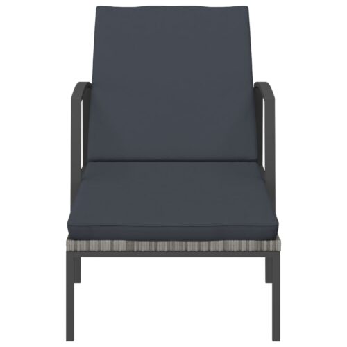 Sun Loungers 2pcs with Table Poly Rattan Grey - Image 4