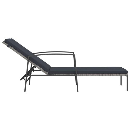Sun Loungers 2pcs with Table Poly Rattan Grey - Image 5