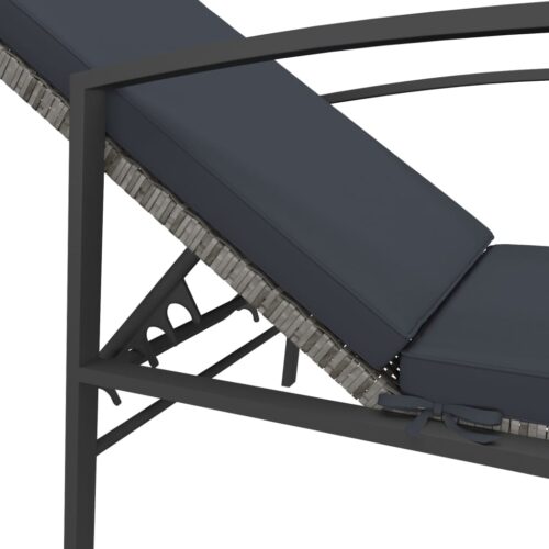 Sun Loungers 2pcs with Table Poly Rattan Grey - Image 8