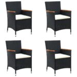 Garden Dining Chairs 4pcs Poly Rattan Black