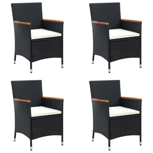 Garden Dining Chairs 4pcs Poly Rattan Black