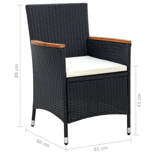 Garden Dining Chairs 4pcs Poly Rattan Black - Image 9