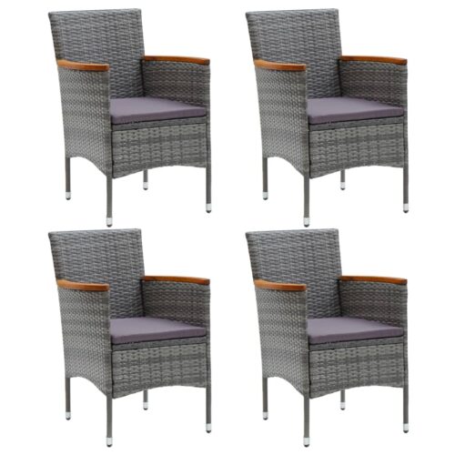 Garden Dining Chairs 4pcs Poly Rattan Grey - Image 2