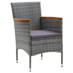 Garden Dining Chairs 4pcs Poly Rattan Grey