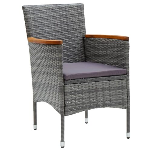 Garden Dining Chairs 4pcs Poly Rattan Grey