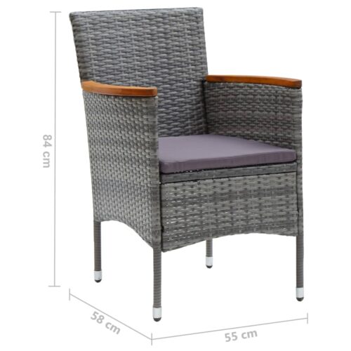 Garden Dining Chairs 4pcs Poly Rattan Grey - Image 8