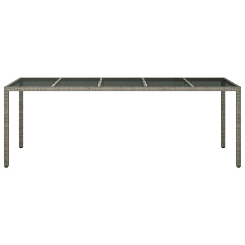 Garden Table Grey 250x100x75cm Tempered Glass Poly Rattan - Image 3