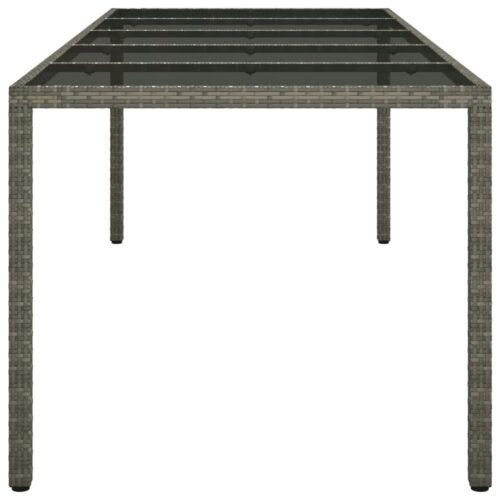 Garden Table Grey 250x100x75cm Tempered Glass Poly Rattan - Image 4
