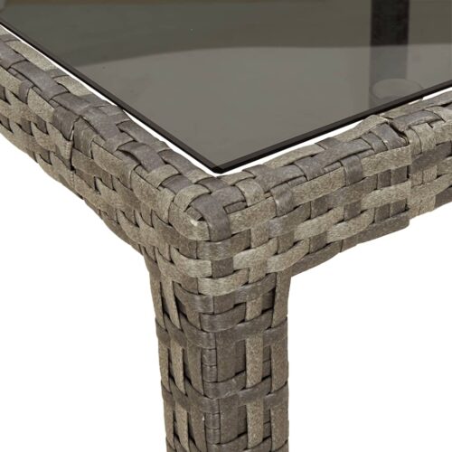 Garden Table Grey 250x100x75cm Tempered Glass Poly Rattan - Image 5