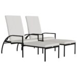 Sun Loungers 2pcs with Footrest PE Rattan Brown
