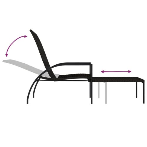 Sun Loungers 2pcs with Footrest PE Rattan Brown - Image 8