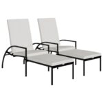 Sun Loungers 2pcs with Footrest PE Rattan Black