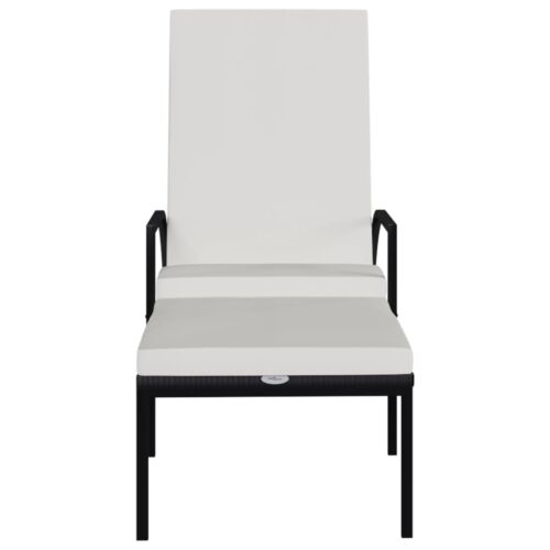 Sun Loungers 2pcs with Footrest PE Rattan Black - Image 3
