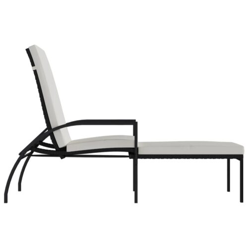 Sun Loungers 2pcs with Footrest PE Rattan Black - Image 4