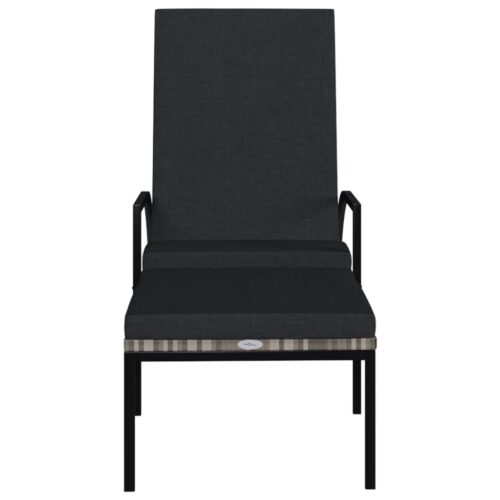 Sun Loungers 2pcs with Footrest PE Rattan Grey - Image 3