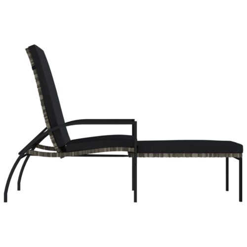 Sun Loungers 2pcs with Footrest PE Rattan Grey - Image 4