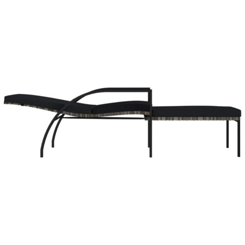 Sun Loungers 2pcs with Footrest PE Rattan Grey - Image 6