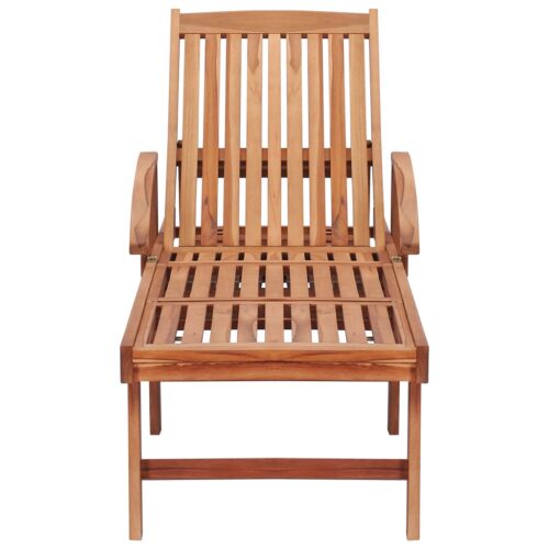Sun Lounger with Anthracite Cushion Solid Teak Wood - Image 5