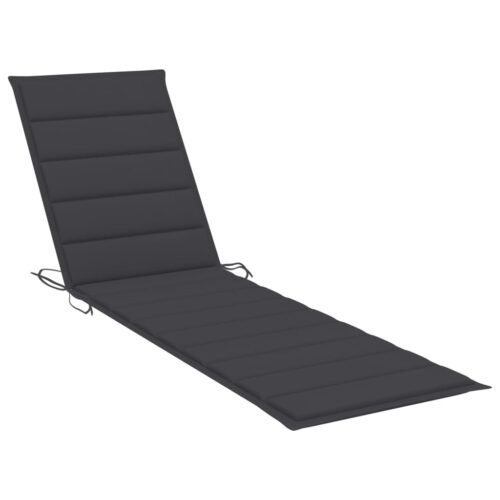 Sun Lounger with Anthracite Cushion Solid Teak Wood - Image 8