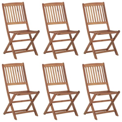 Folding Garden Chairs 6pcs with Cushions Solid Acacia Wood - Image 11