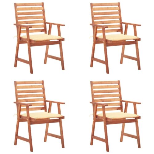 Outdoor Dining Chairs 4pcs with Cushions Solid Acacia Wood